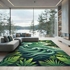 Lush Emerald Tropical Ocean Swirl Rug
