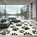 Minimalist Monochrome Animal Paw Area Rug