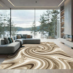 Brown White Swirl Marble Rug
