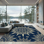 Celestial Navy Gold Starburst Geometric Rug