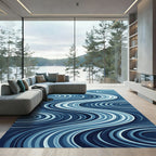 Deep Blue Swirling Stream Rug