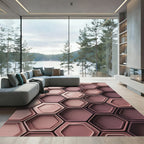 Blush Pink Hexagon Layered Geometric Rug