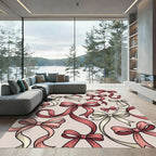 Whimsical Pink and Cream Ribbon Bows Rug