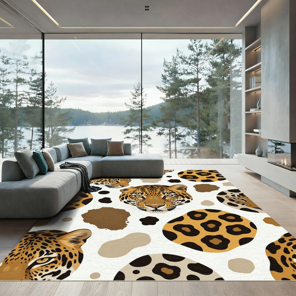 Wild Cats Cheetah Spots Brown Abstract Rug