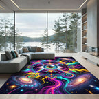 Neon Cosmic Eye Galactic Energy Mandala Rug