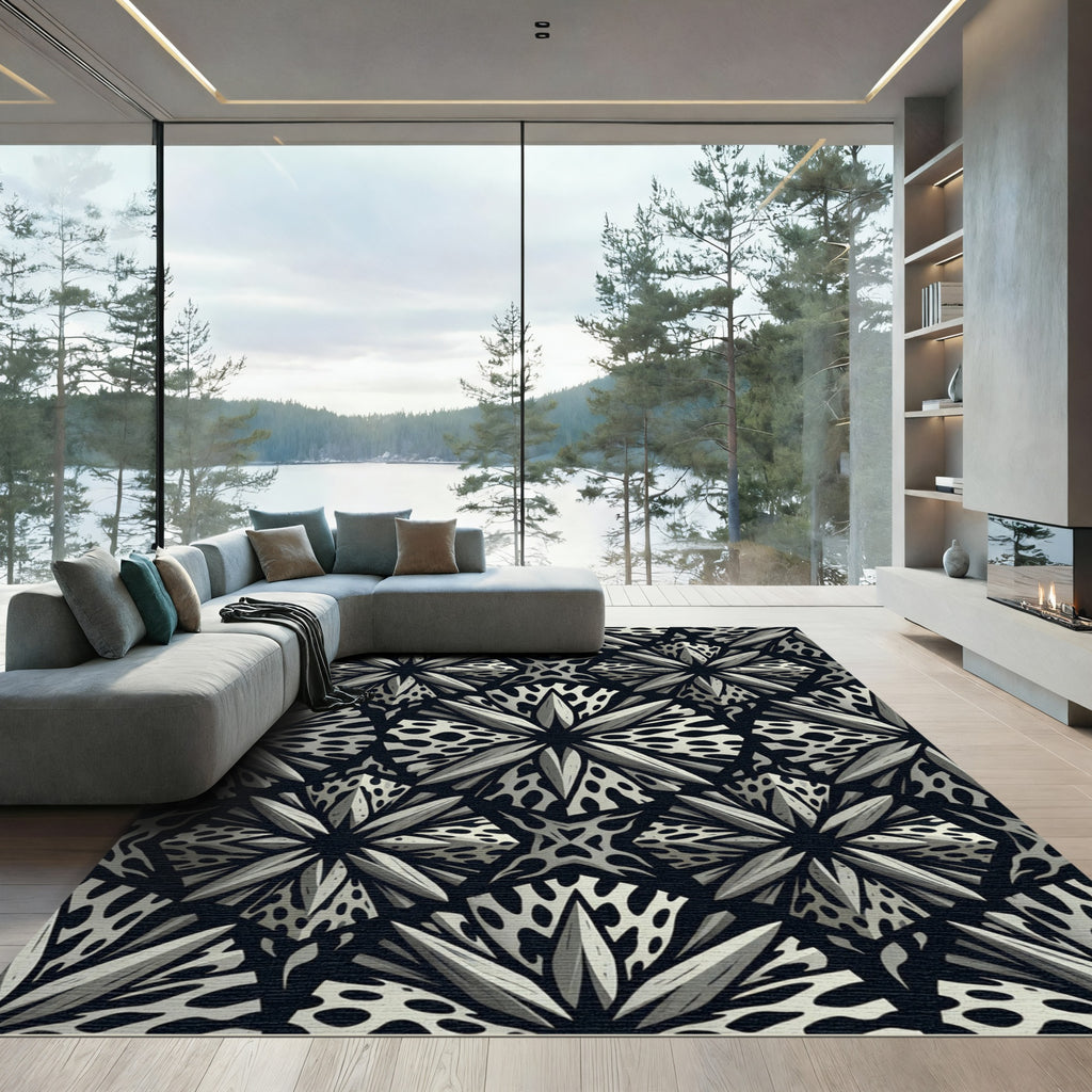 Monochromatic 3D Starburst Geometric Rug