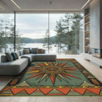 Geometric Sunburst Earthy Tone Tapestry Rug