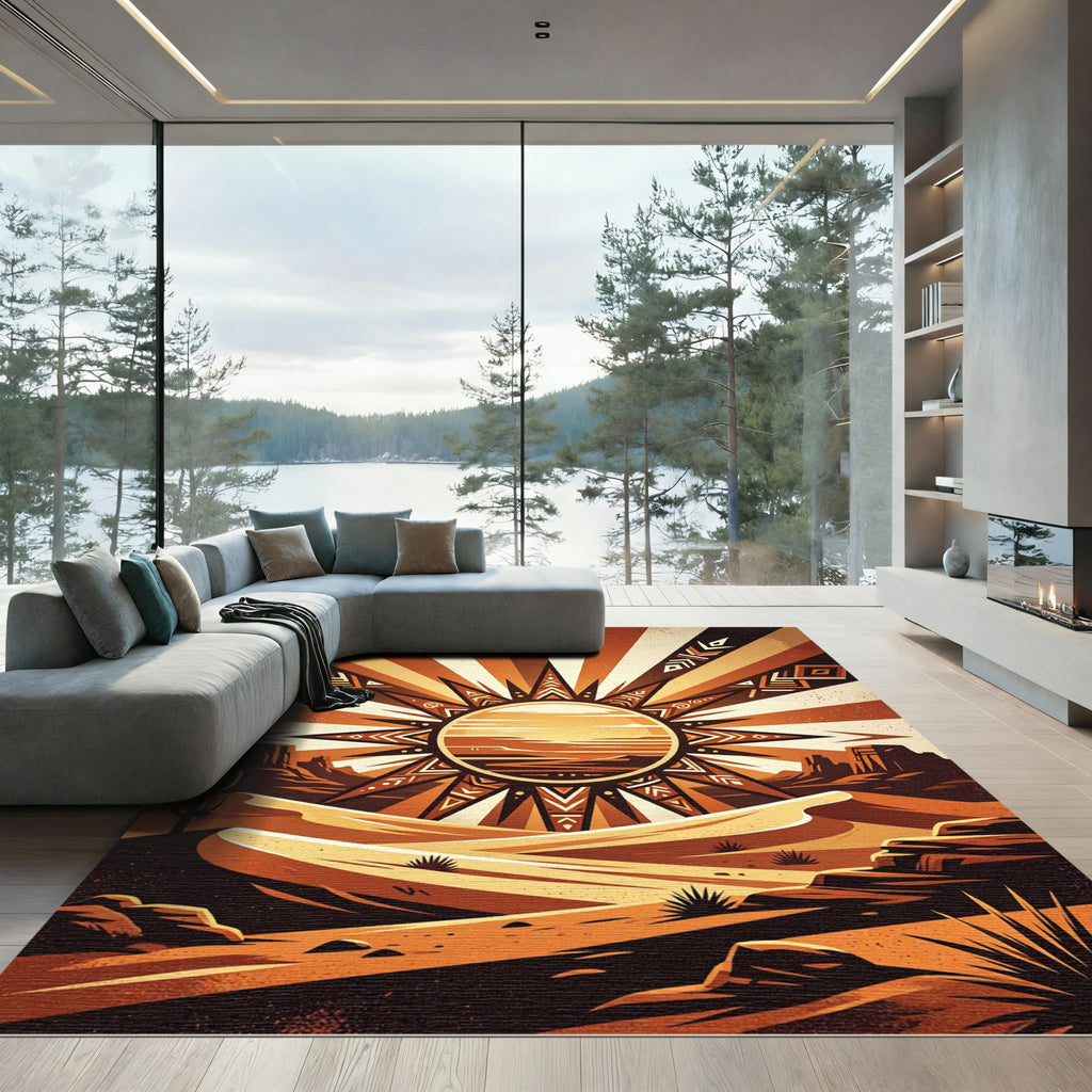 Sunburst Desert Earth Tone Radiant Artwork Rug