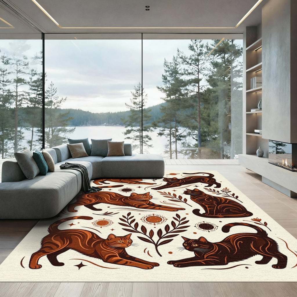 Brown Tabby Cats Celestial Garland Rug