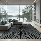 Monochromatic Radial Burst Abstract Art Rug