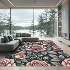 Elegant Blush Rose Floral Bouquet Rug