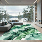 Deep Teal Green Wash Stroke Rug