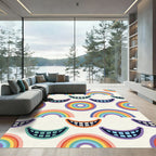Whimsical Rainbow Smile Groovy Arc Rug