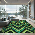 Forest Green Chevron Layered Rug