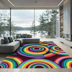 Vibrant Rainbow Concentric Circles Rug