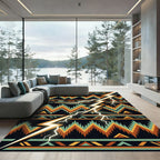 Geometric Tribal Lightning Bolt Rug