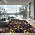 Regal Purple and Gold Fleur-de-Lis Rug