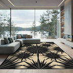 Monochrome Geometric Starburst Layered Rug