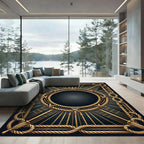 Nautical Golden Rope Sunburst Frame Rug