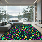 Vibrant Golden Teal and Purple Polka Dot Rug