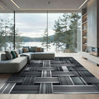 Modern Metallic Silver Woven Interlocking Texture Rug