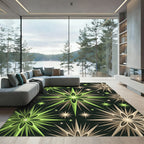 Geometric Celestial Starry Sage Green Rug