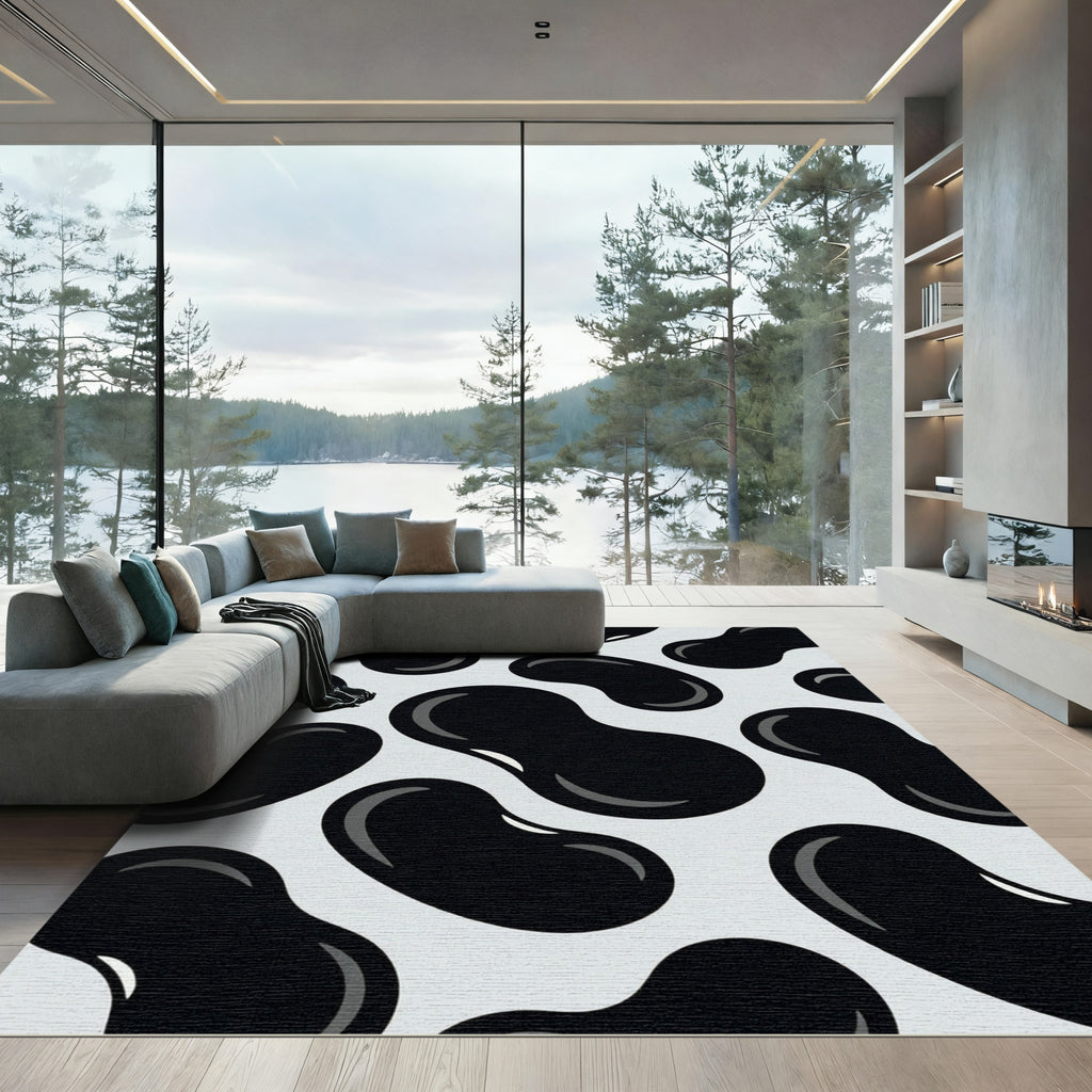 Monochrome Black Bean Scatter Rug