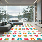 Alphabet Animal Colorful Roundels Rug