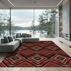 Rustic Red Diamond Geometric Zigzag Rug