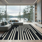 Minimalist Black and White Monochromatic Stripe Rug