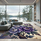Vintage Purple Peony Floral Branch Rug