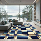 Coastal Beach Plaid Scene Rug