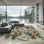 Elegant Champagne Rose Bouquet Floral Rug
