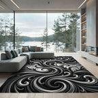 Monochromatic Swirl Abstract Composition Rug