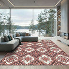 Coral Pink Quatrefoil Floral Medallion Rug