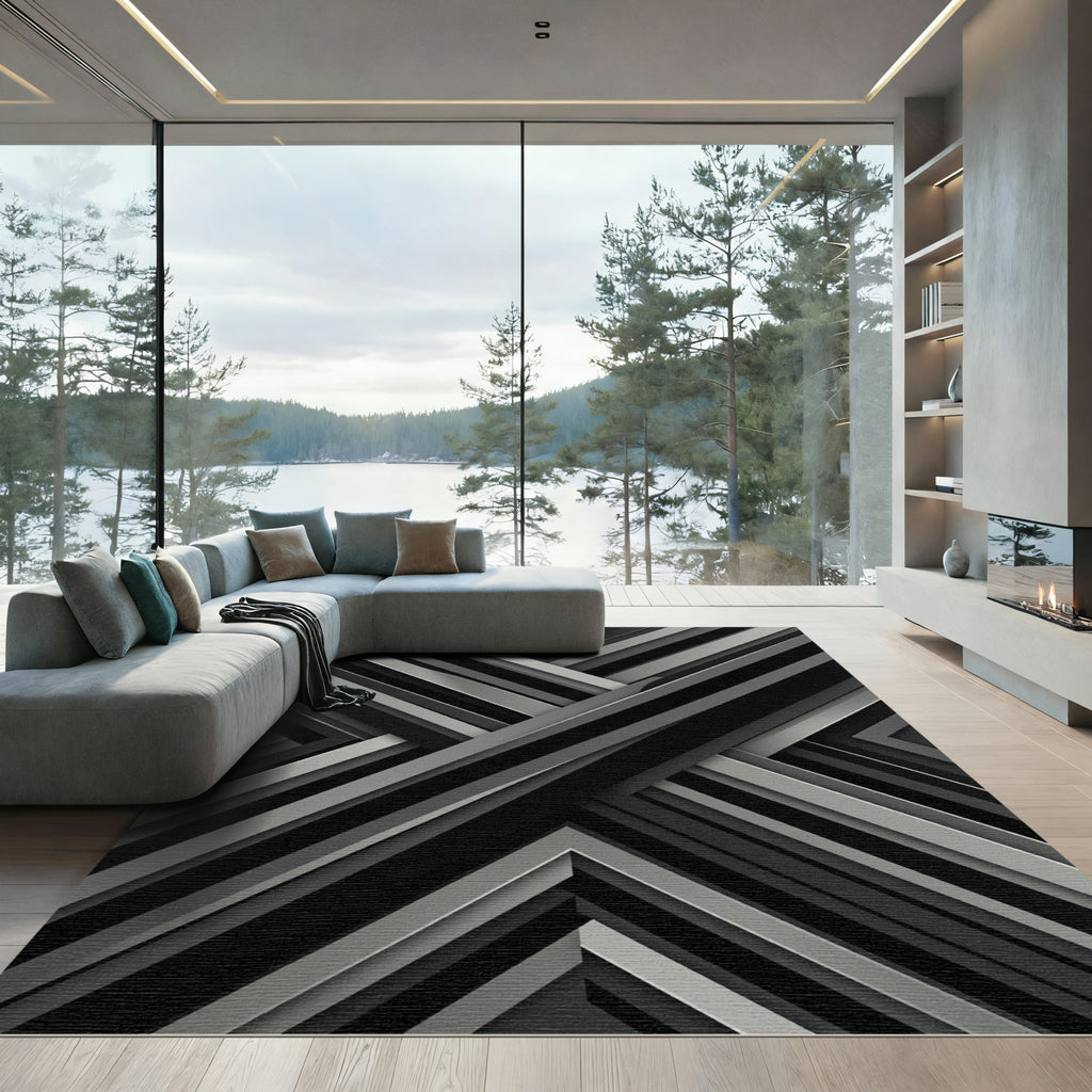 Monochromatic Overlapping Stripe Composition Rug