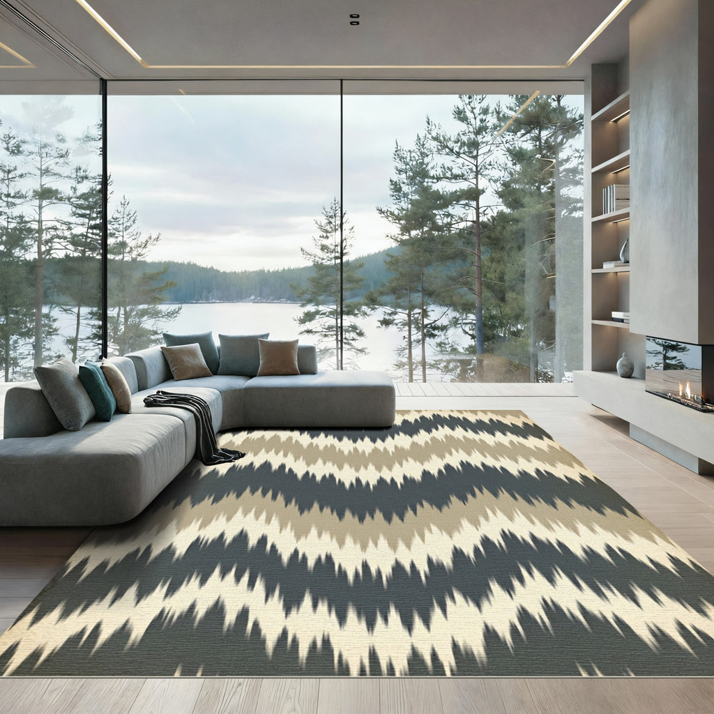 Distressed Earth Tones Jagged Stripe Rug
