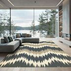 Distressed Earth Tones Jagged Stripe Rug