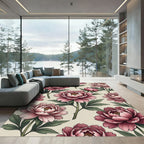 Vintage Pink Peony Botanical Art Rug