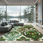 Ornate Damask Kiwi Botanical Tapestry Rug
