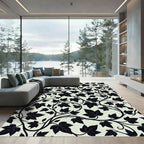 Classic Black Ivy Vine Swirls Rug