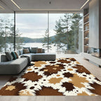 Earthy Brown Speckled Ink Splatter Rug