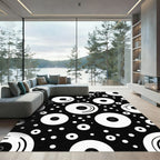 Bold Black White Circular Records Rug