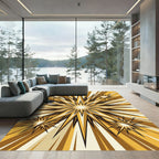 Radiant Golden Celestial Sunburst Art Rug