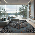 Vintage Gray Floral Medallion Rug