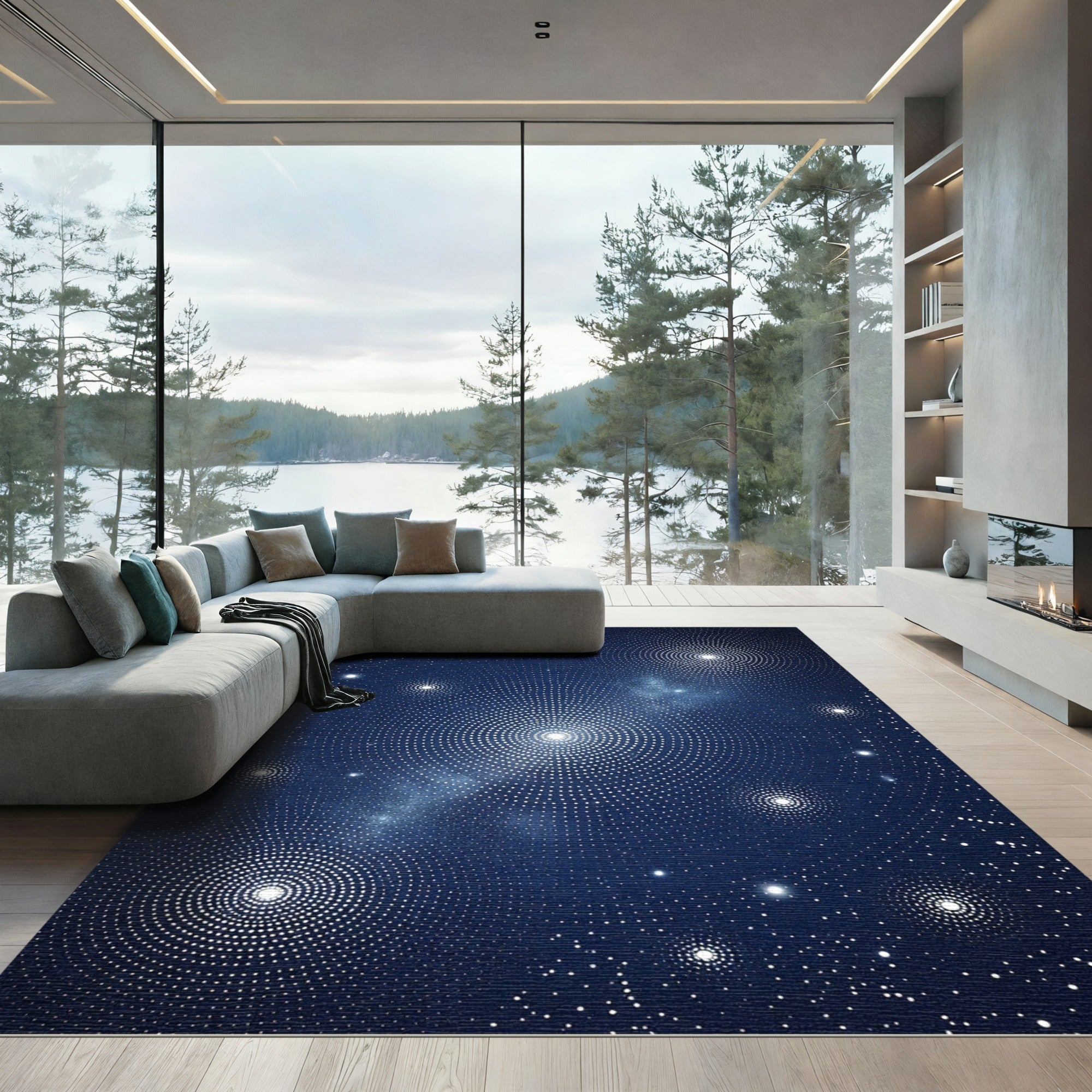 Midnight Celestial Radiant Constellation Sky Rug