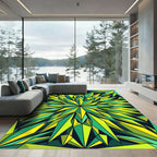 Vibrant Geometric Emerald Lime Starburst Rug