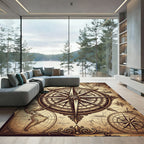 Vintage Compass Rose Antique Map Rug