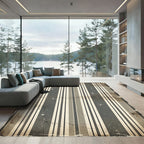 Distressed Gray Cream Vertical Stripes Rug