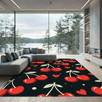 Playful Red Cherry and Heart Accent Rug